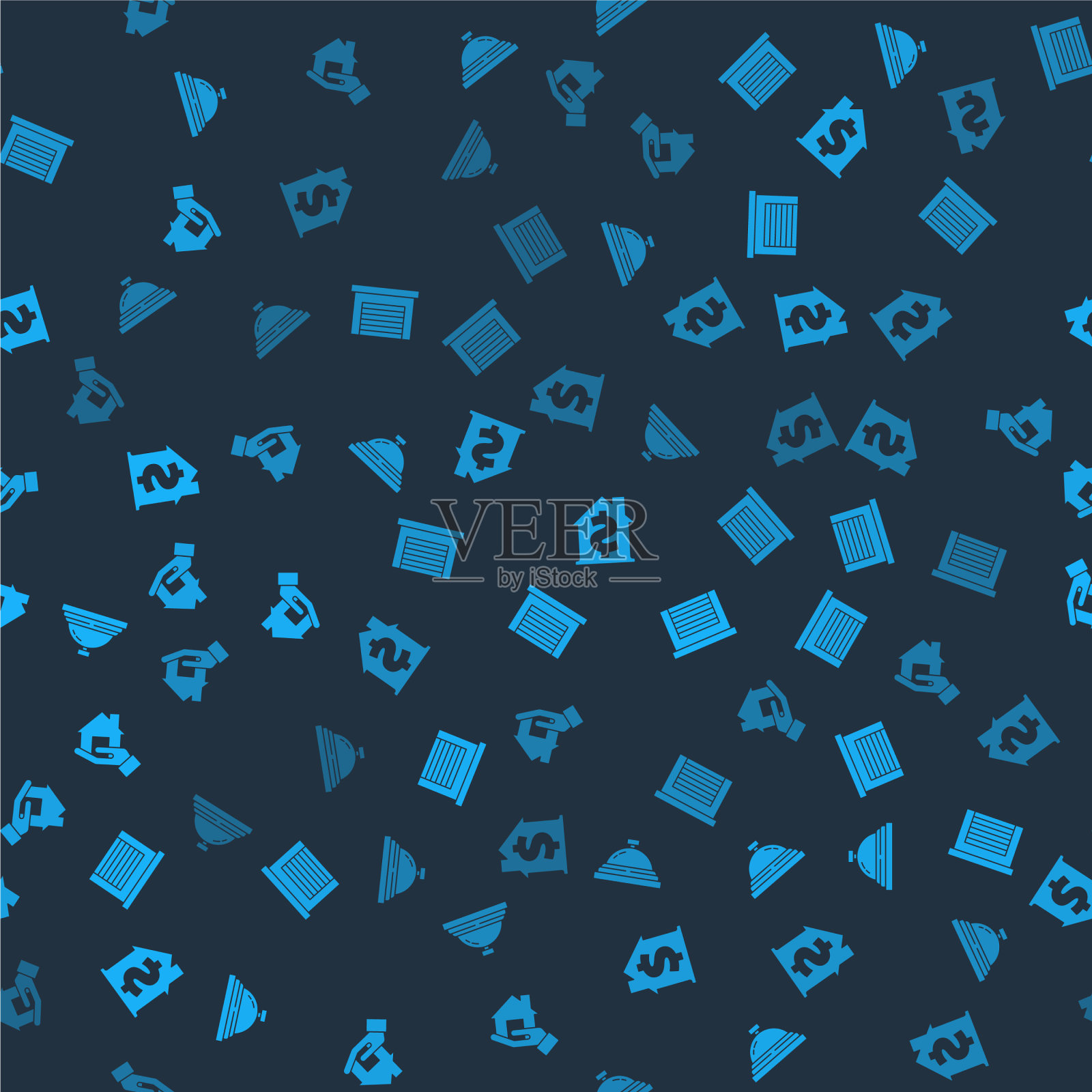 设有酒店服务铃车库房与美元图标素材