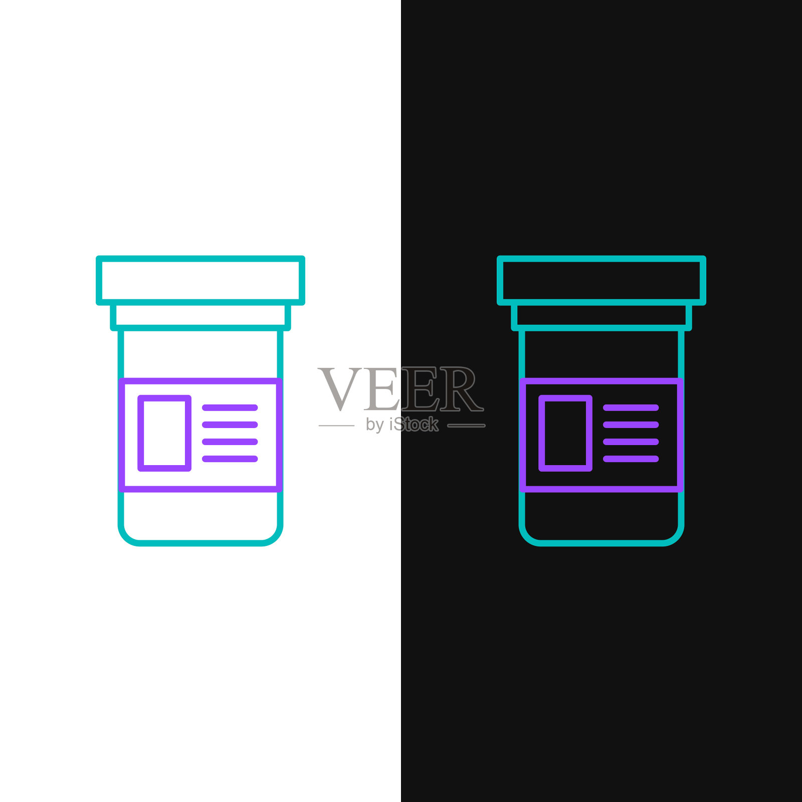 线药瓶图标隔离白色和插画图片素材