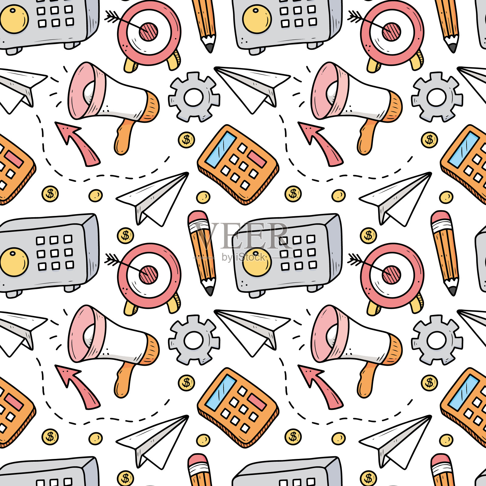 手绘无缝业务模式插画图片素材