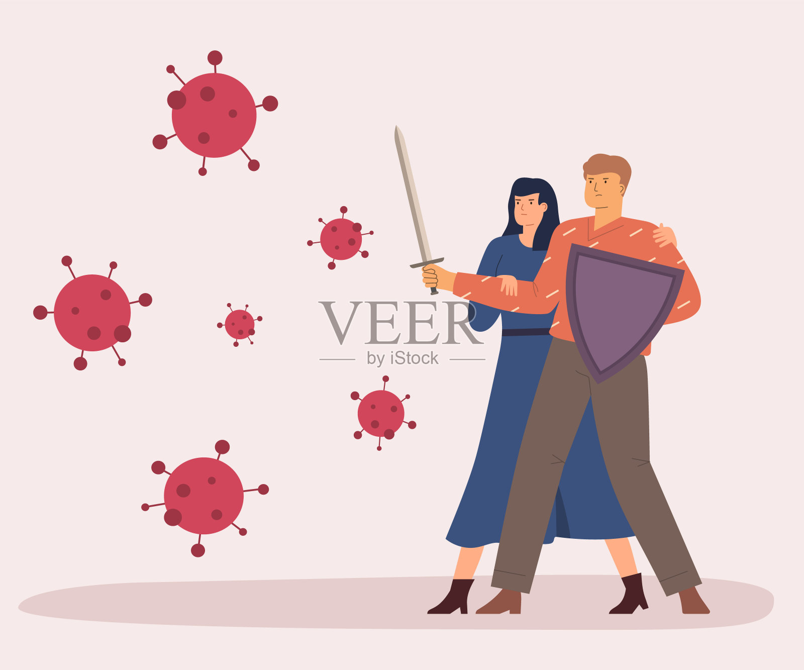 自我保护的人插图概念。插画图片素材