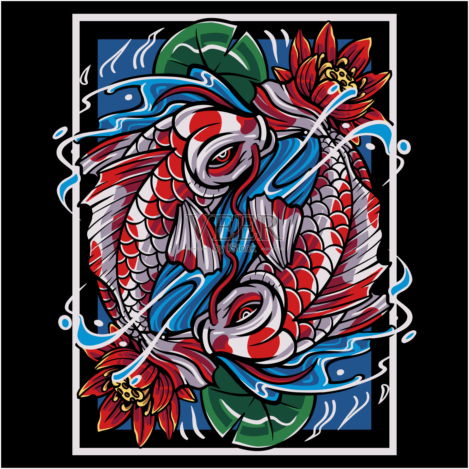 锦鲤鱼的吉祥物插画图片素材