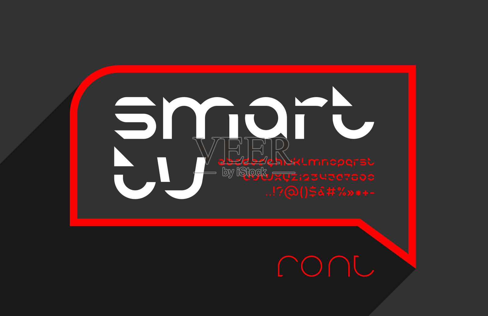 技术圆角字体，现代原始字母表，时髦的小写拉丁字母从A到Z和阿拉伯数字从0到9，矢量插图10EPS插画图片素材