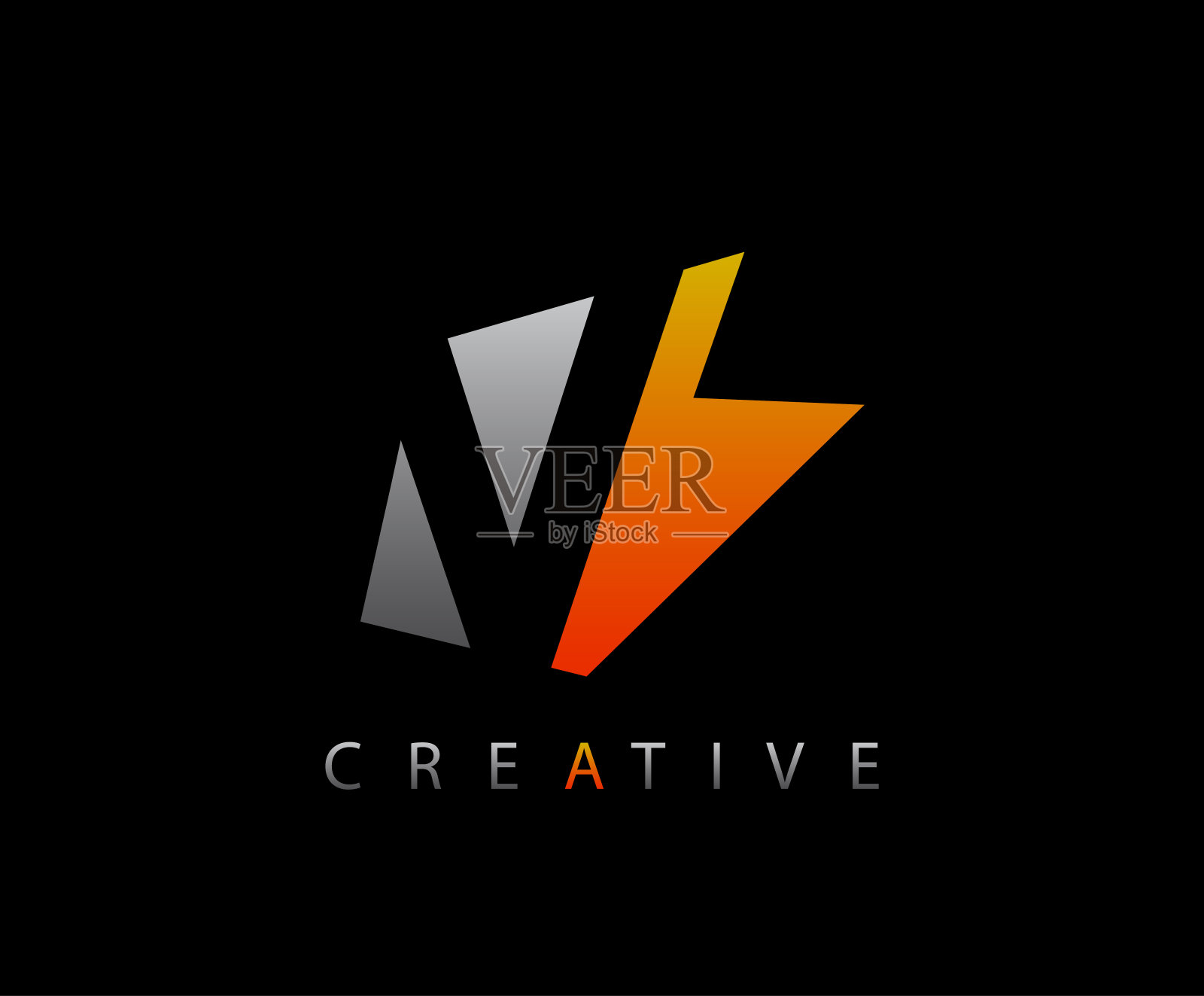 抽象箭头V字母，现代科技标志设计。插画图片素材