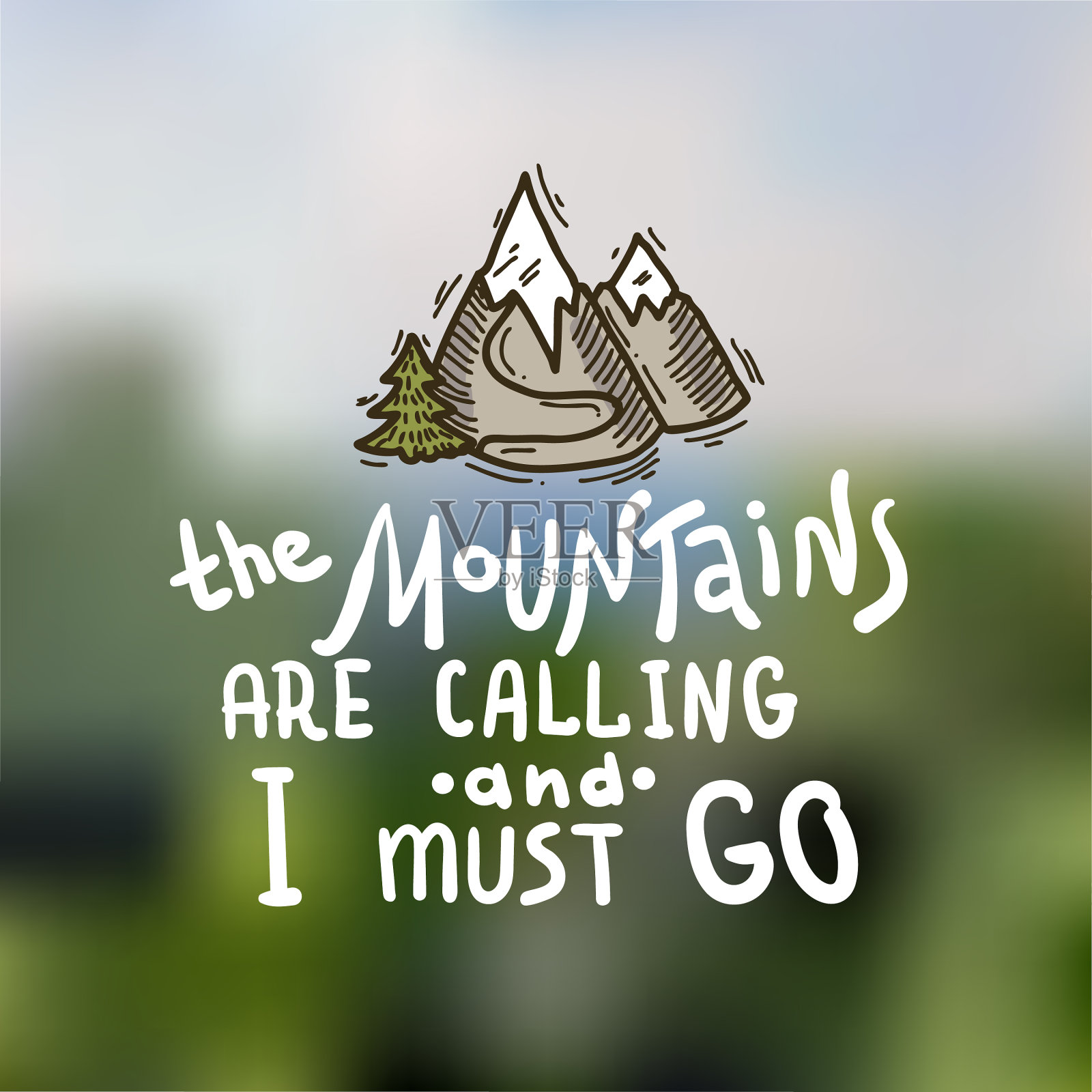 在模糊的背景上手绘字母插画图片素材