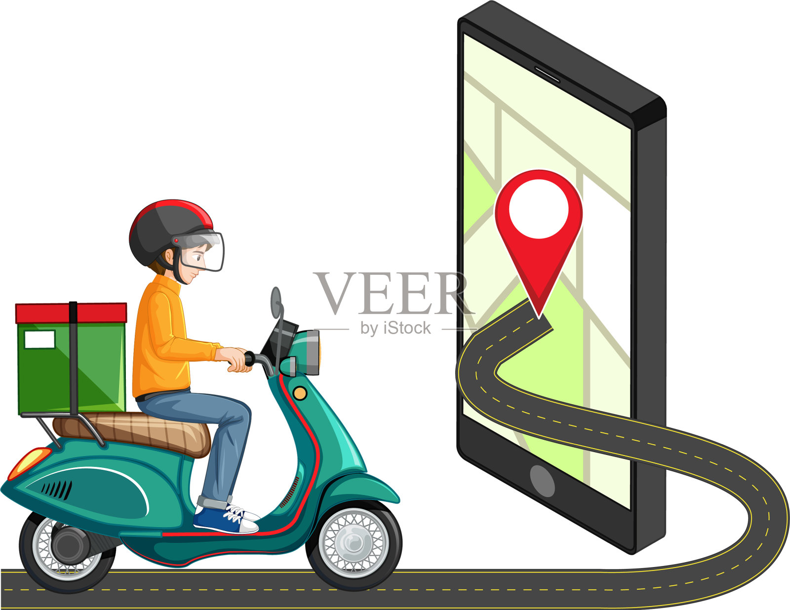 定位针上的移动应用程序图标插画图片素材