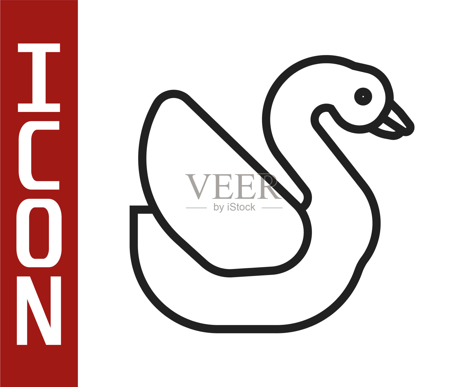 黑线天鹅鸟图标孤立在白色插画图片素材