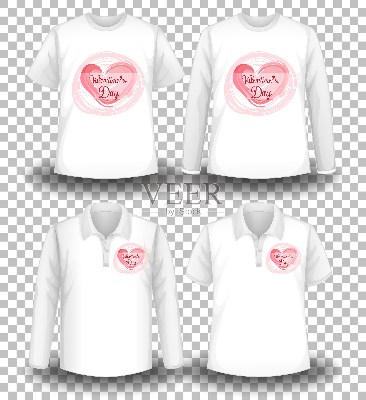 在不同的衬衫上设置情人节的标志插画图片素材