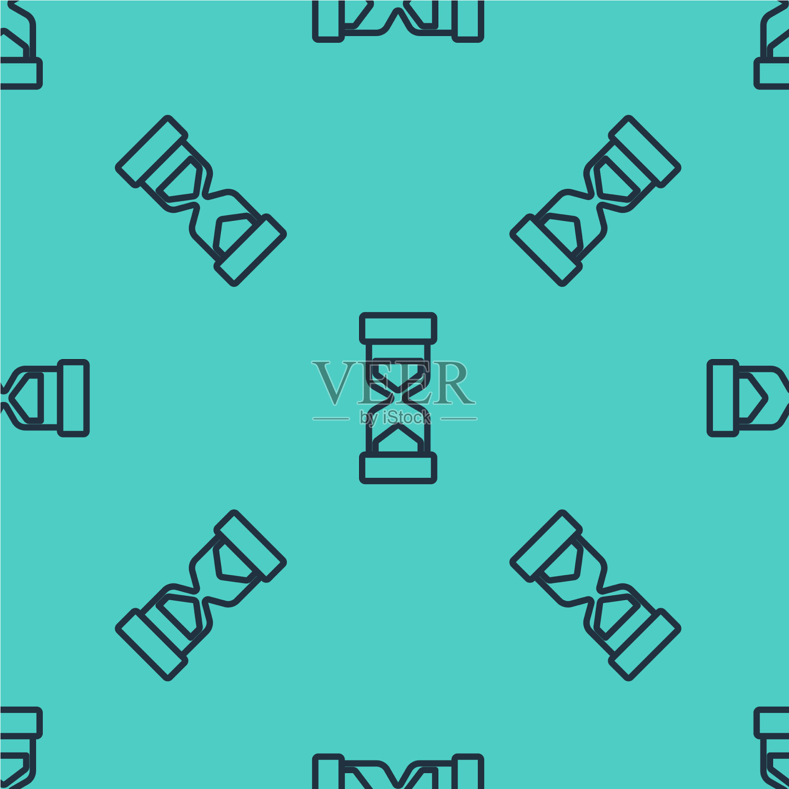 黑色线老沙漏流沙图标插画图片素材