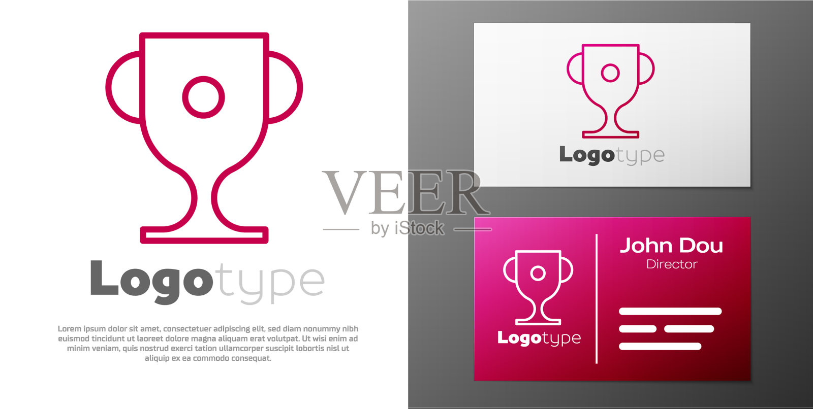 标志类型线奖杯图标孤立在白色插画图片素材