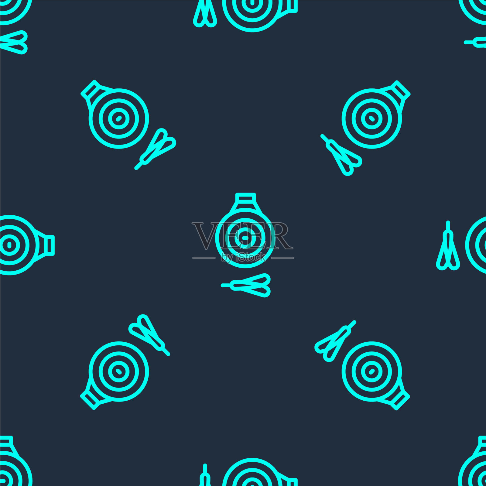 绿线经典飞镖板和箭头图标插画图片素材