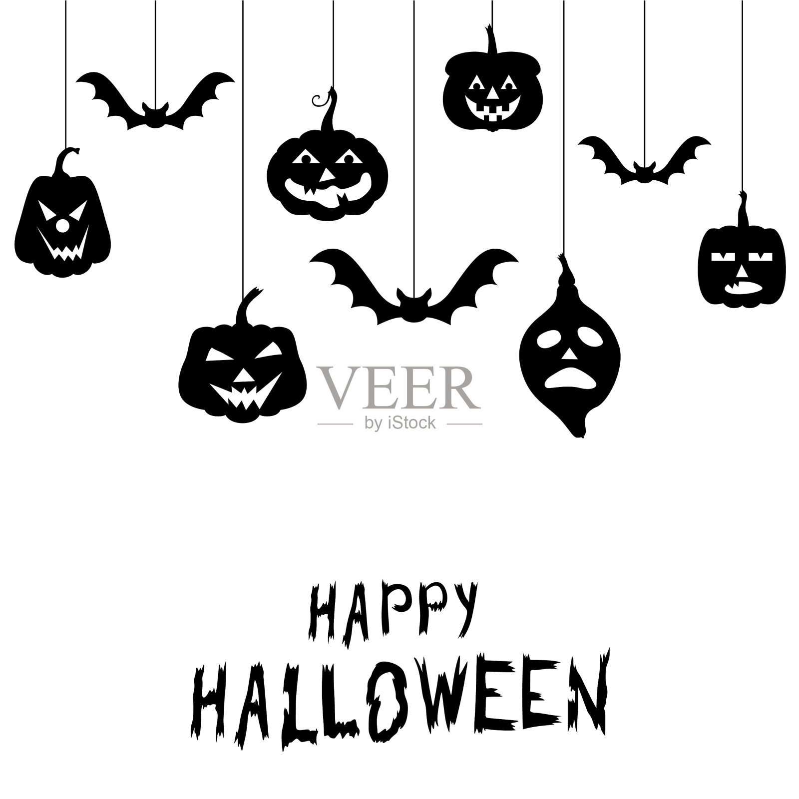 万圣节搞笑恐怖南瓜贺卡插画图片素材