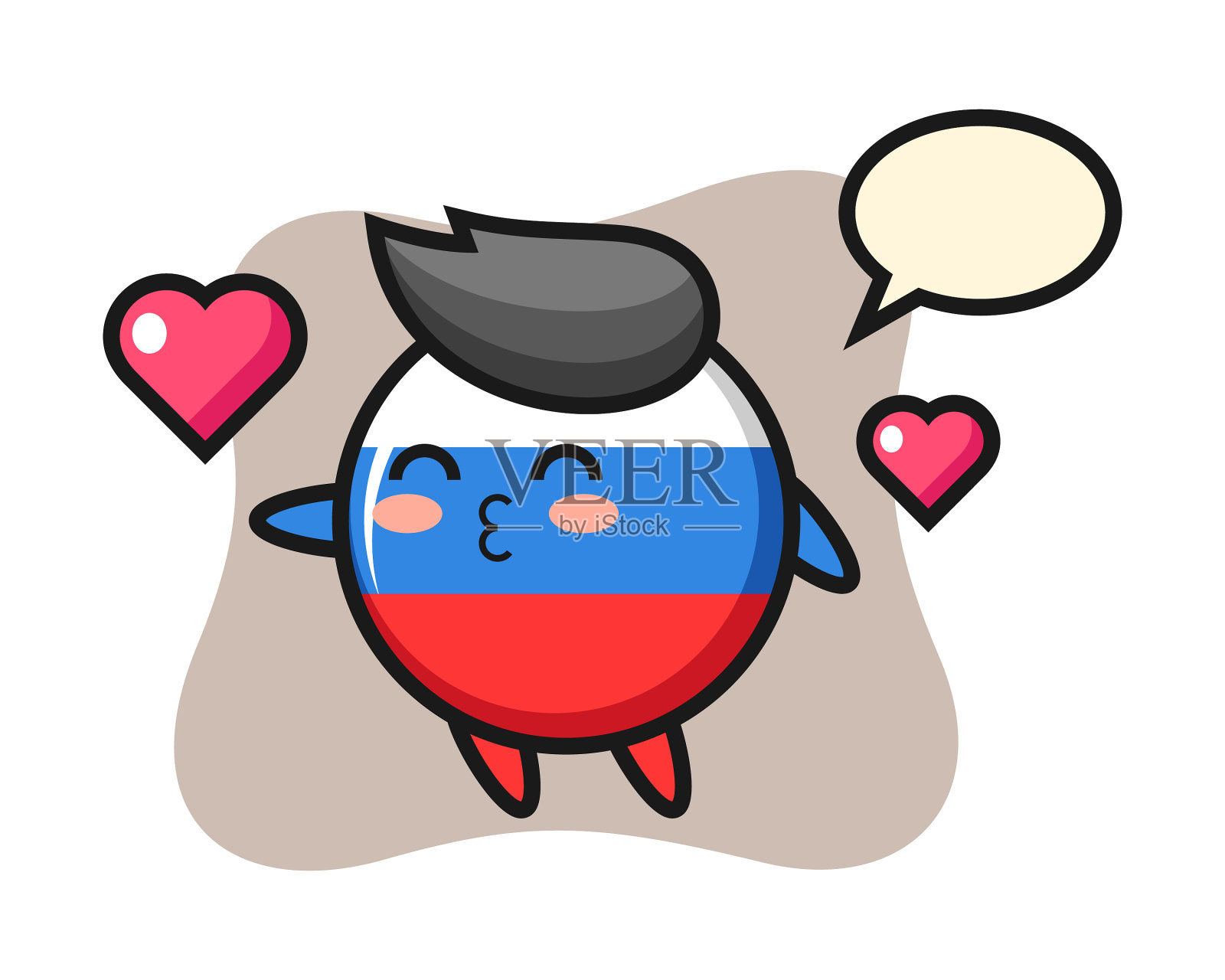 俄罗斯国旗徽章卡通人物与亲吻设计元素图片