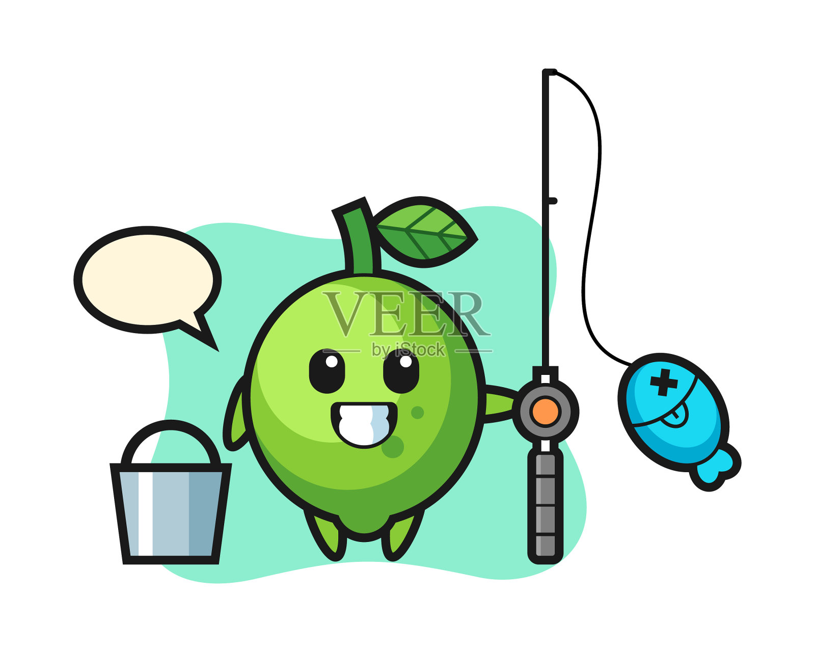 吉祥物角色石灰作为一个渔民插画图片素材