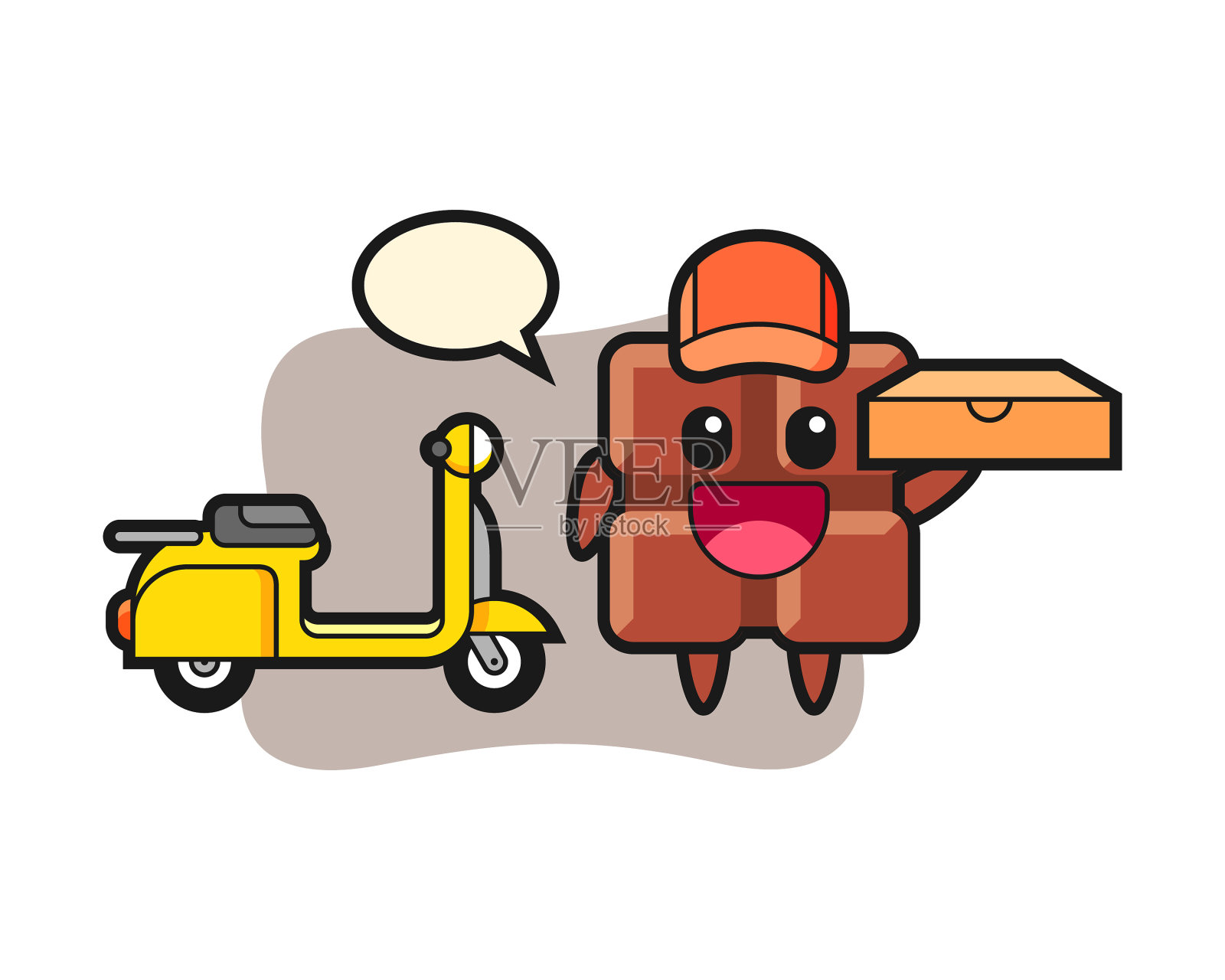 把巧克力棒塑造成披萨送餐员插画图片素材