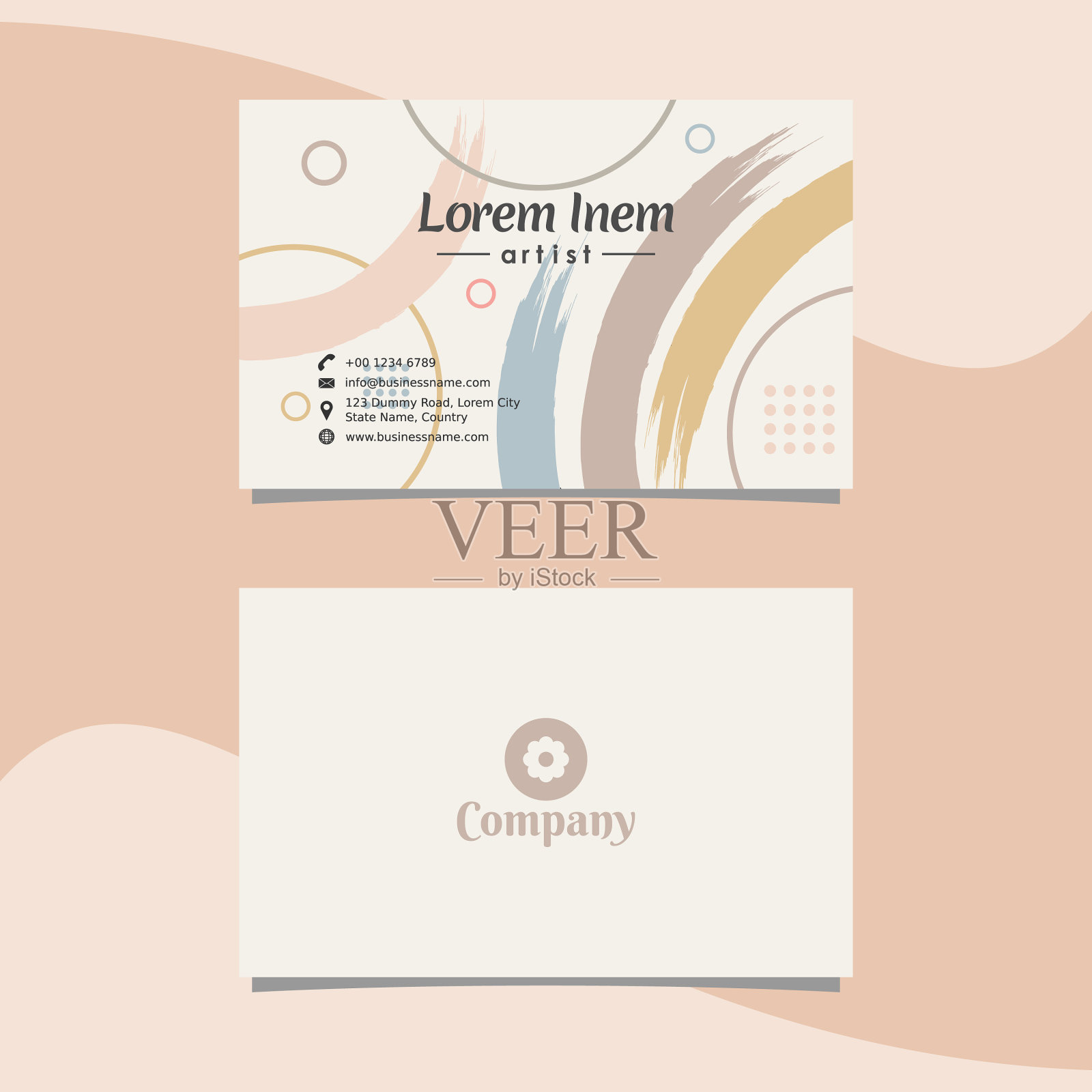 彩色抽象名片模板设计模板素材