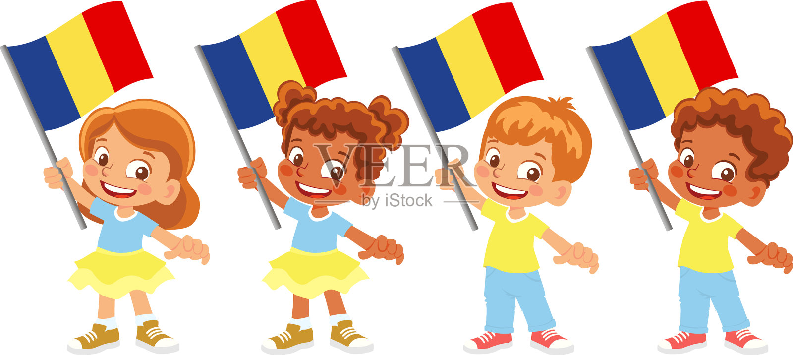 查德旗在手插画图片素材