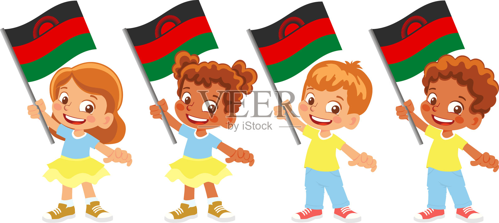 马拉维旗手套插画图片素材