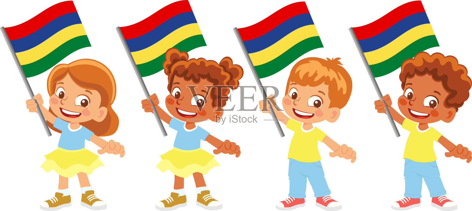 手握毛里求斯国旗插画图片素材