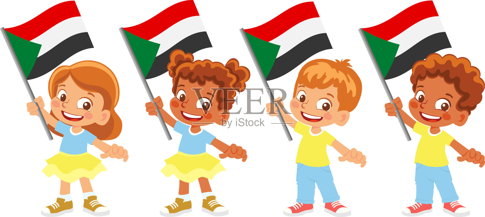 手握苏丹旗插画图片素材