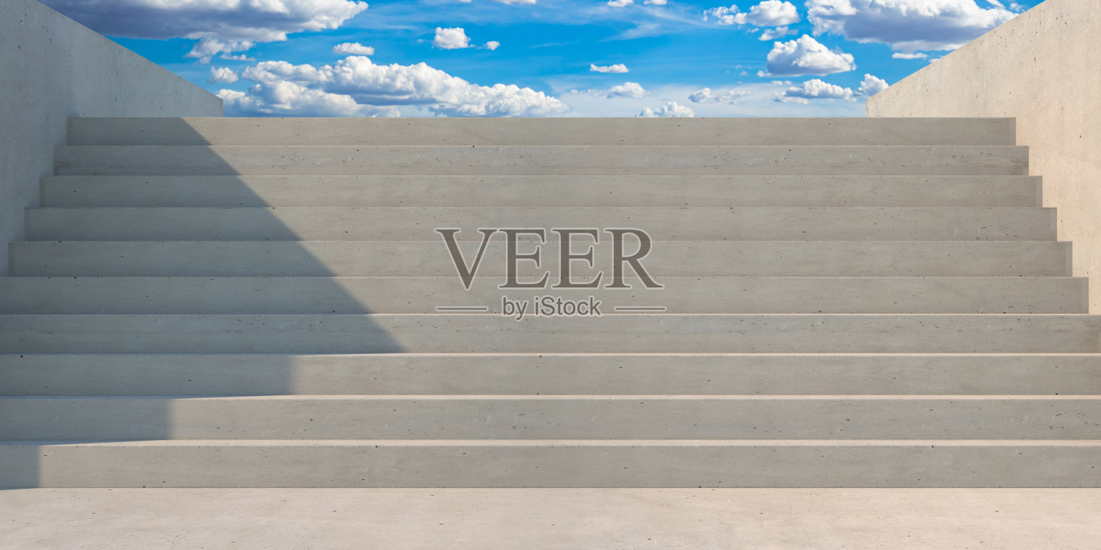 大理石台阶，通往蓝天，阳光灿烂。自由与成功理念。三维演示照片摄影图片