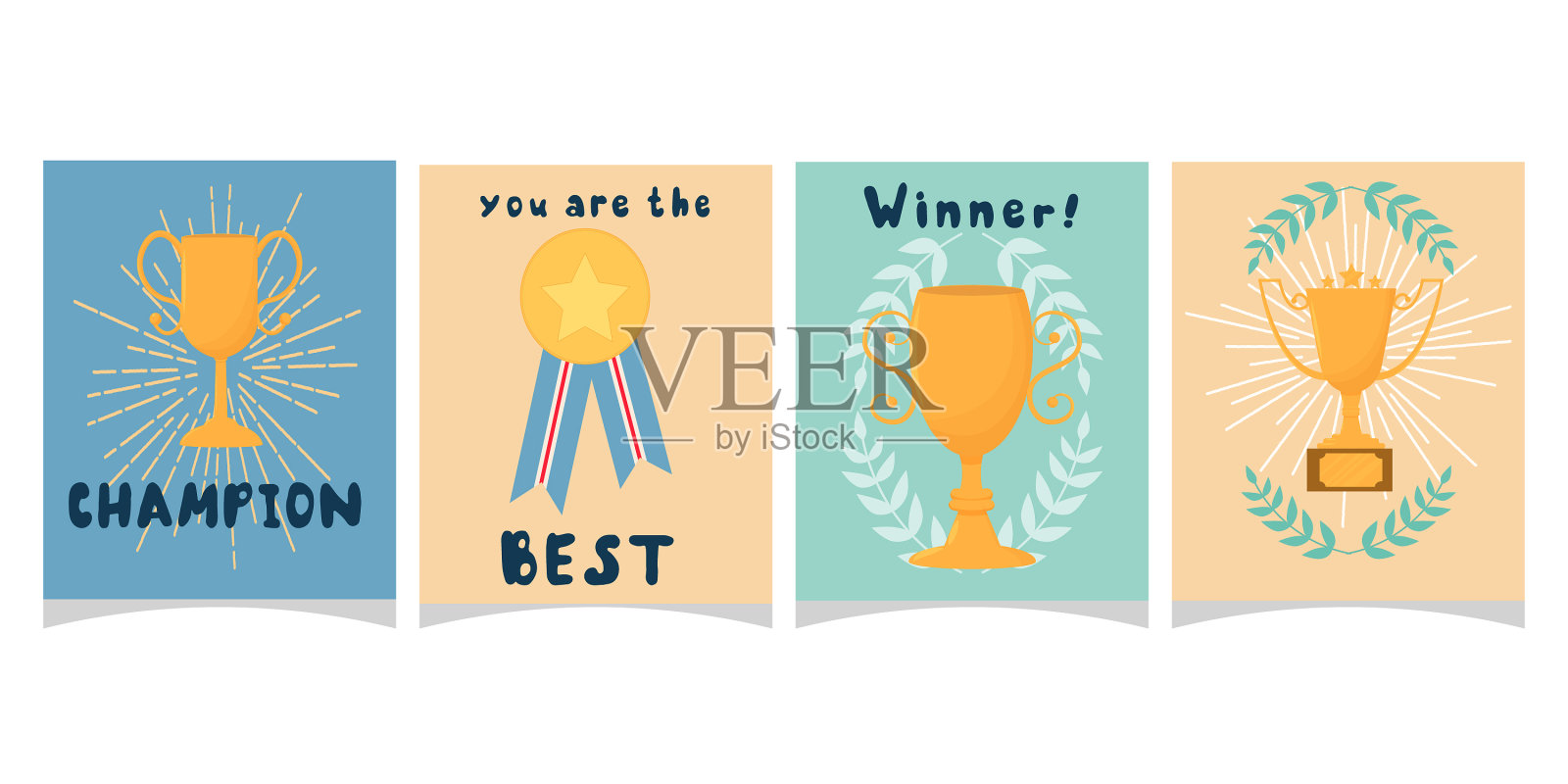设置贺卡模板金杯奖插画图片素材