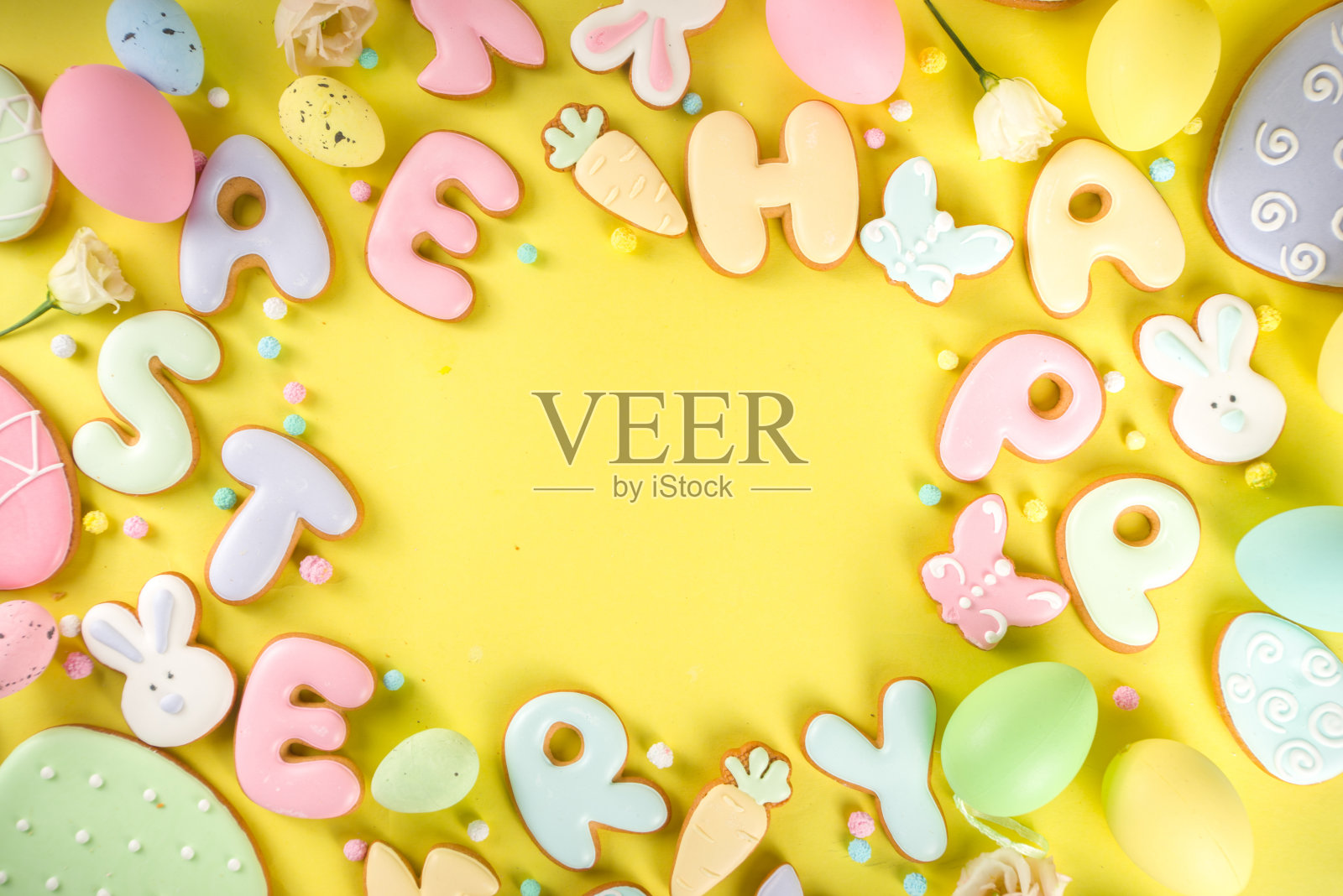 复活节饼干背景照片摄影图片