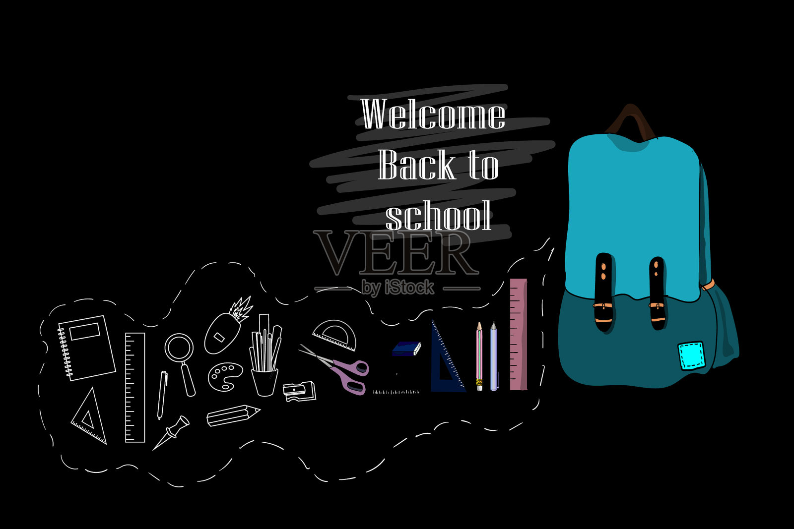 在黑色背景插画图片素材