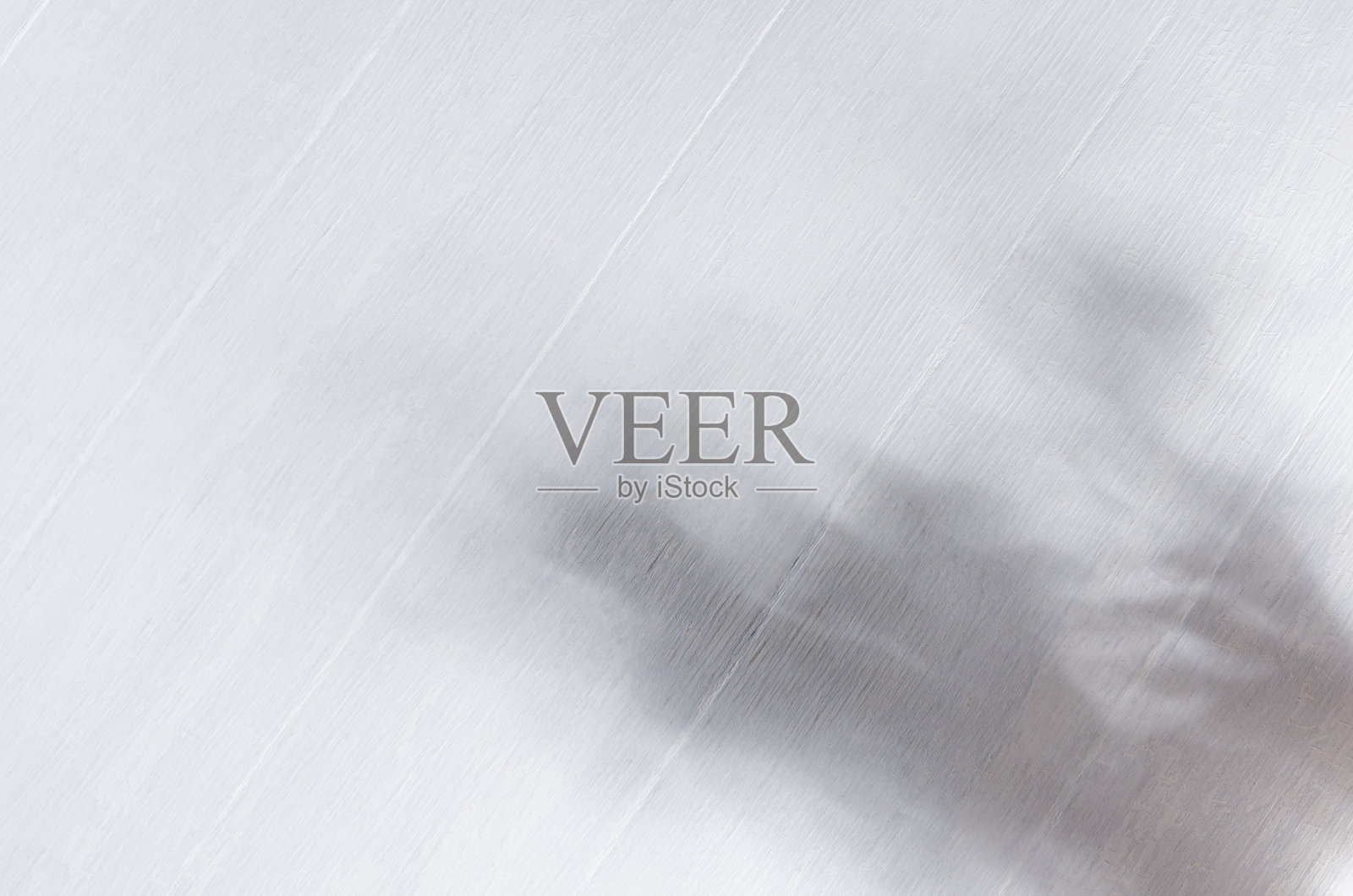 白色木板与树叶阴影和阳光，俯视图，柔和的光木制背景。照片摄影图片