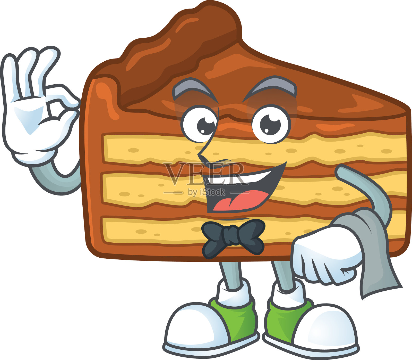 巧克力蛋糕服务员卡通人物插画图片素材