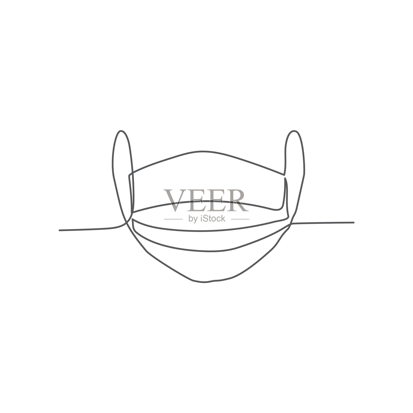 医用口罩在白色背景上画一条线设计元素图片