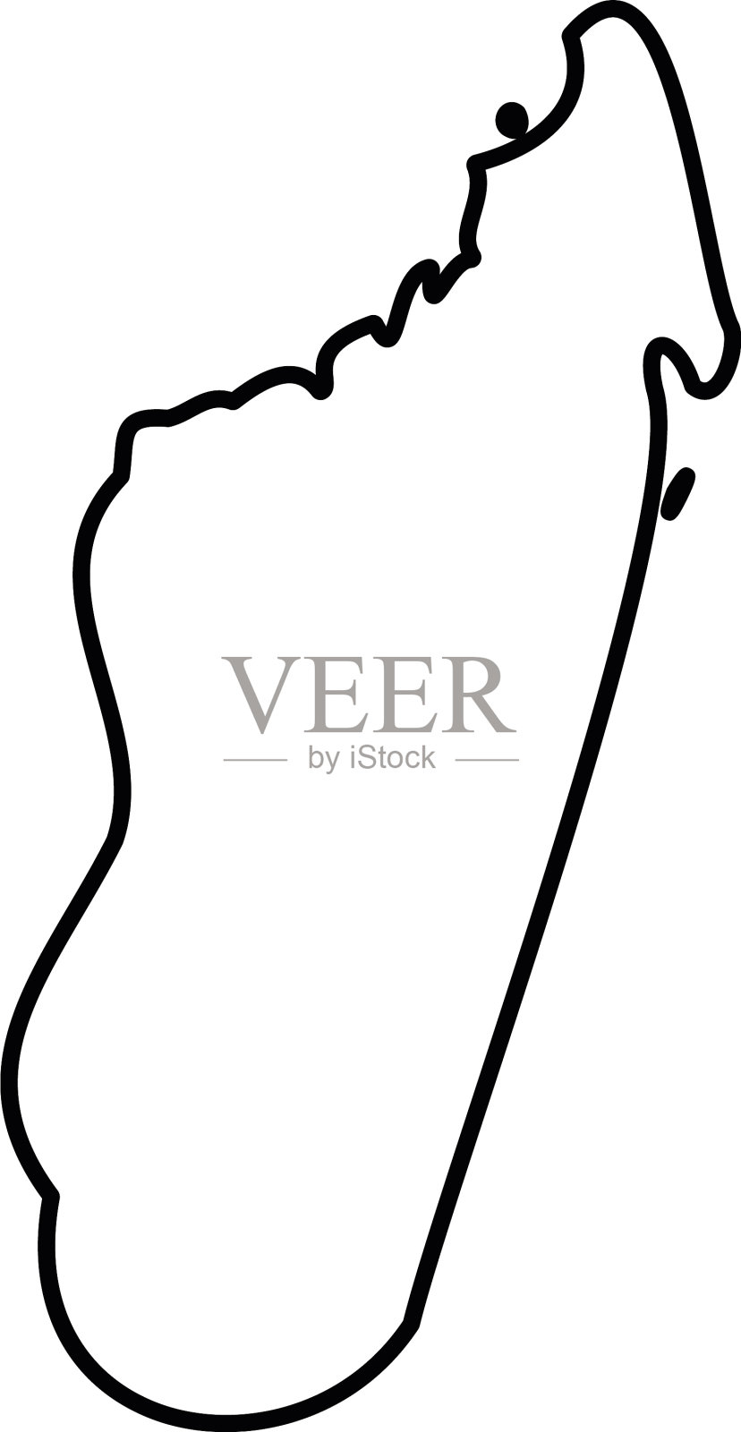 马达加斯加-实心黑色轮廓边界地图插画图片素材