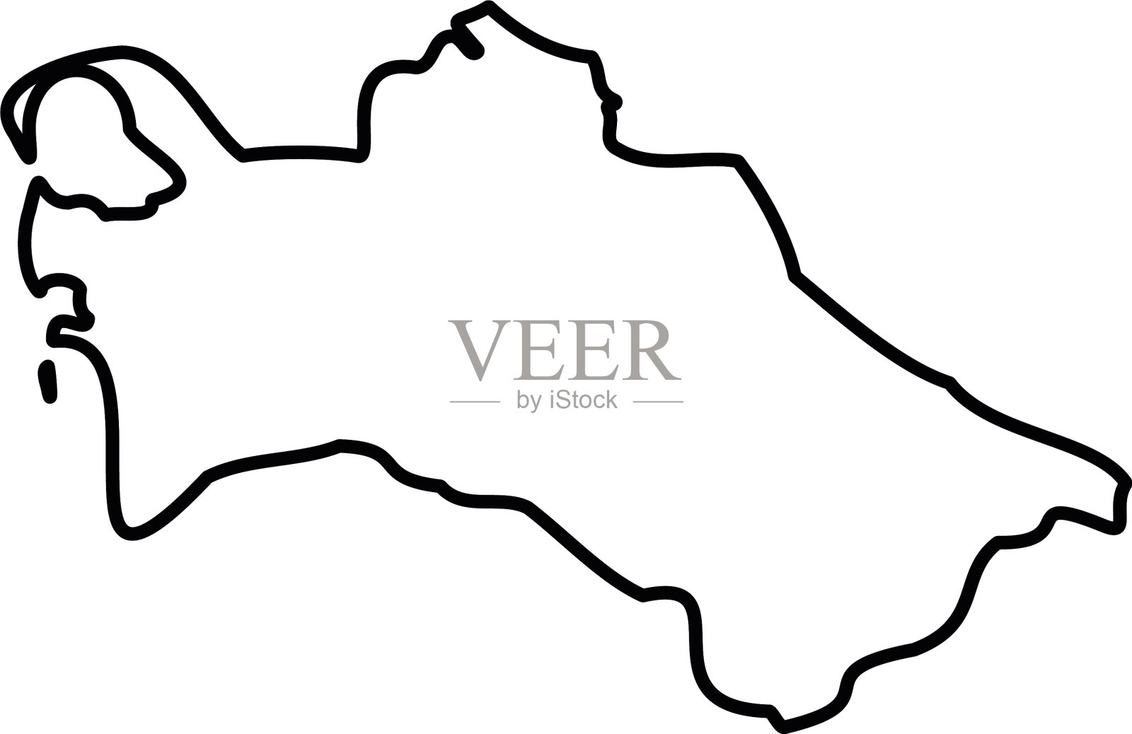 土库曼斯坦-实心黑色边框地图插画图片素材