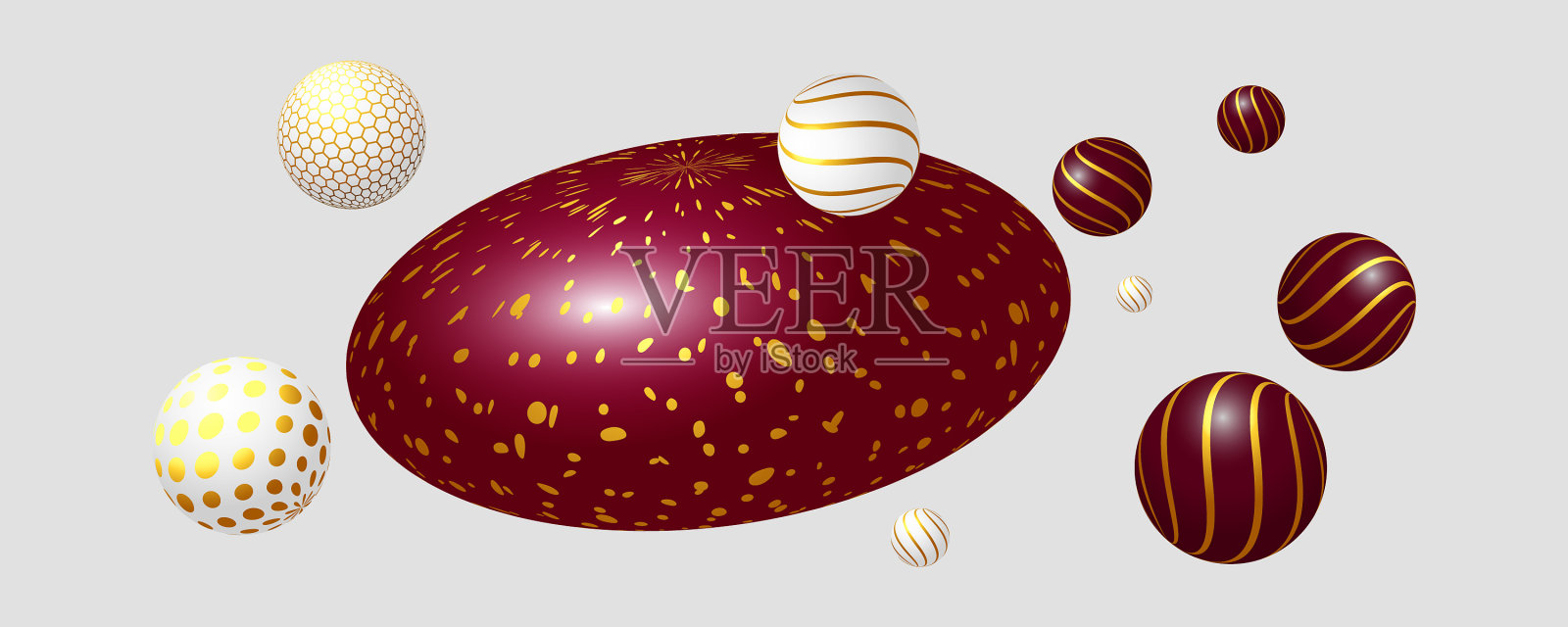 带有红色和白色3d对象的时髦横幅插画图片素材