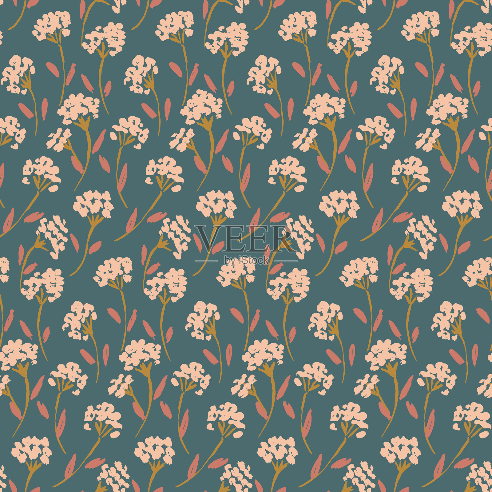 画花束草甸无缝图案插画图片素材