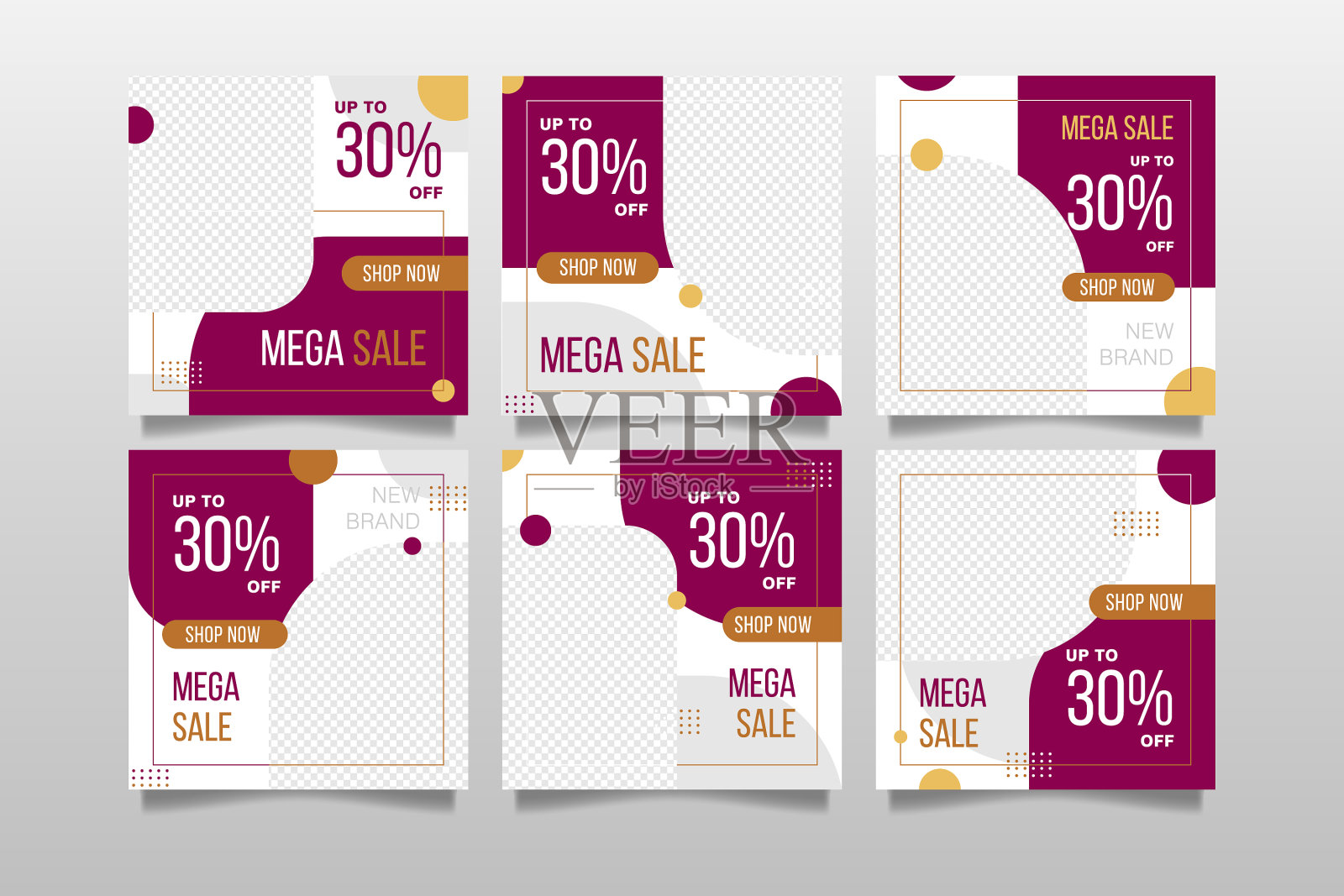 时尚销售和社交媒体发布模板设计元素图片