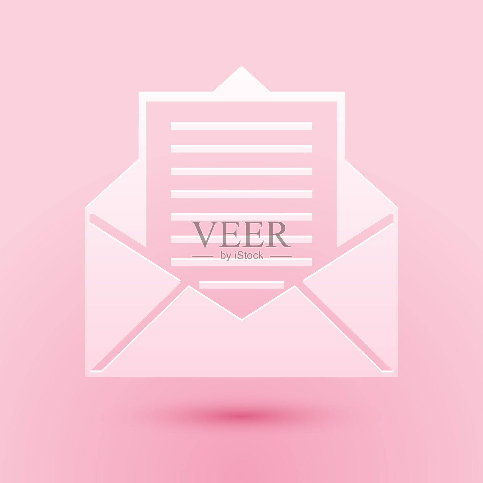 剪纸邮件和电子邮件图标孤立在粉红色插画图片素材