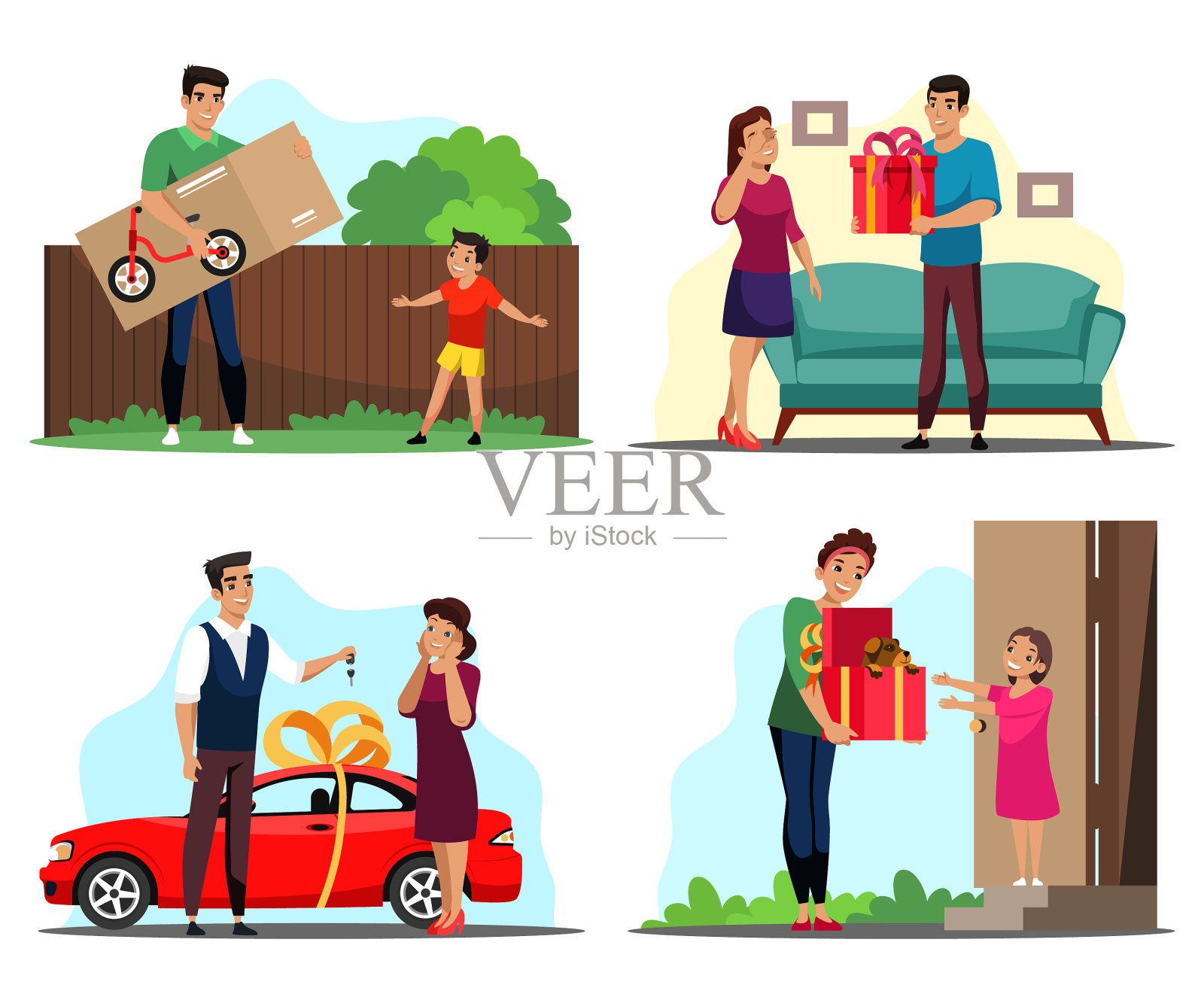 性格惊喜给插画图片素材