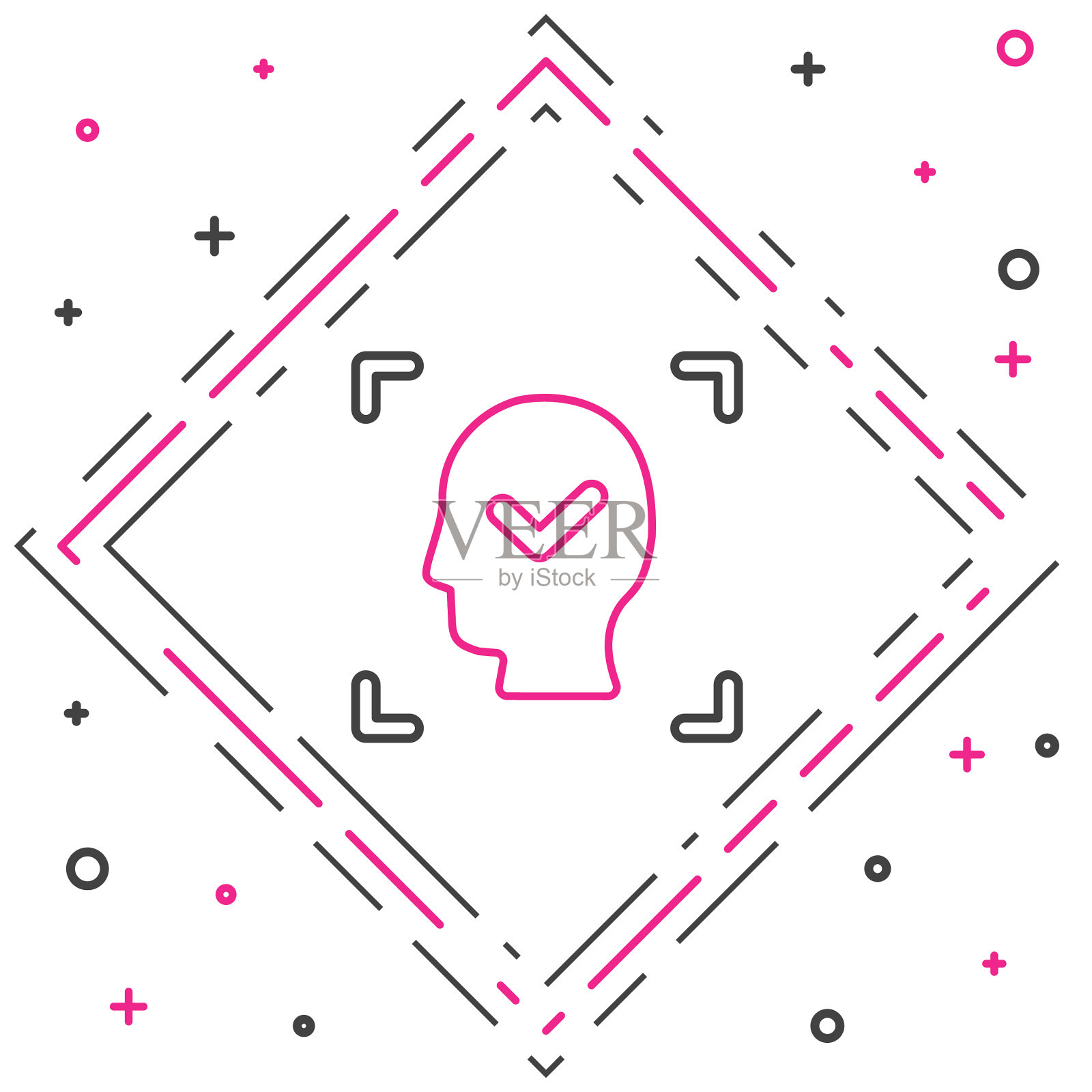 线人脸识别与检查标记图标图标素材