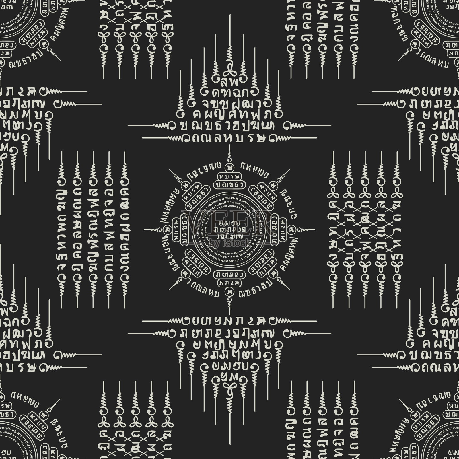 泰拳白色神圣的象征无缝插画图片素材