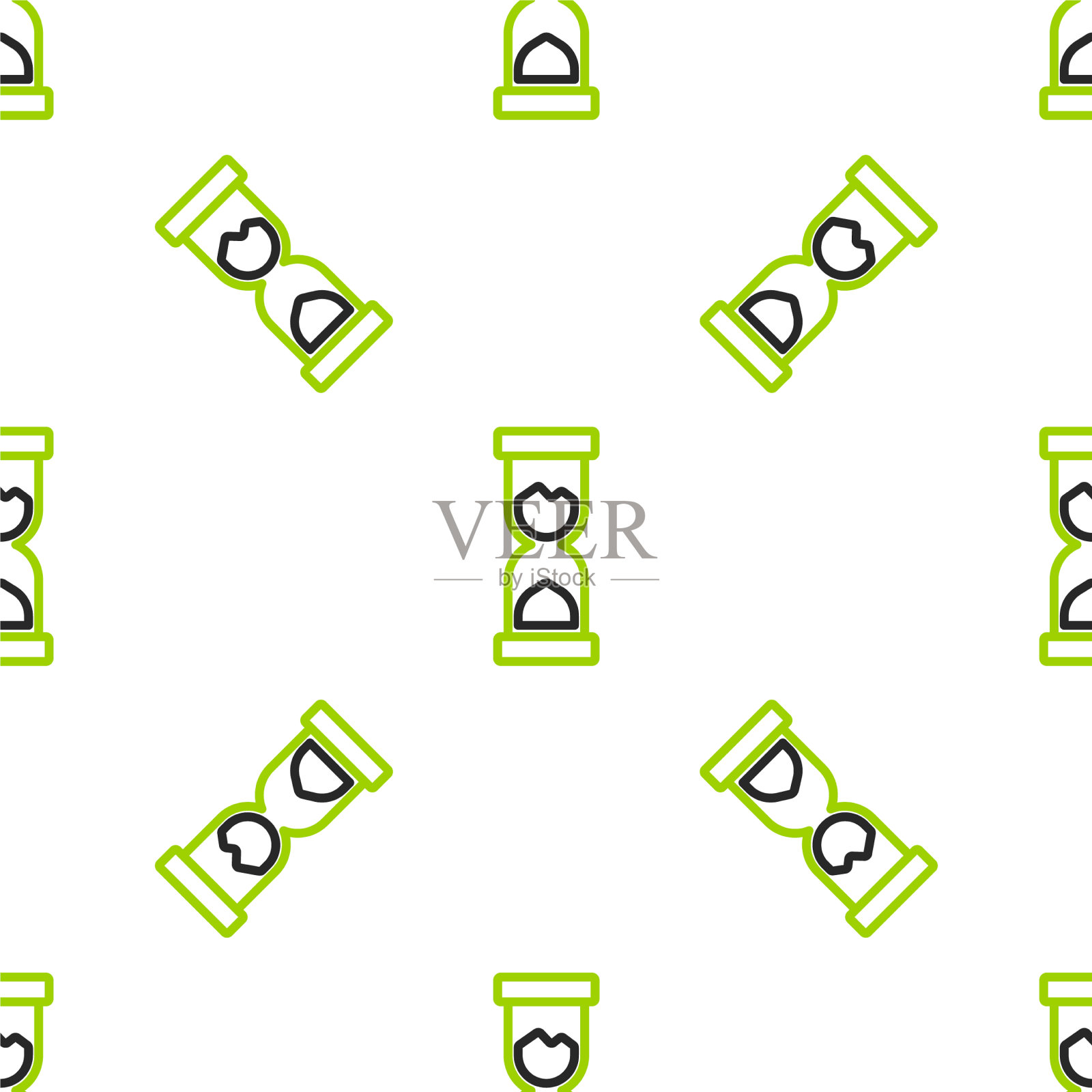 线老沙漏与流沙图标孤立插画图片素材