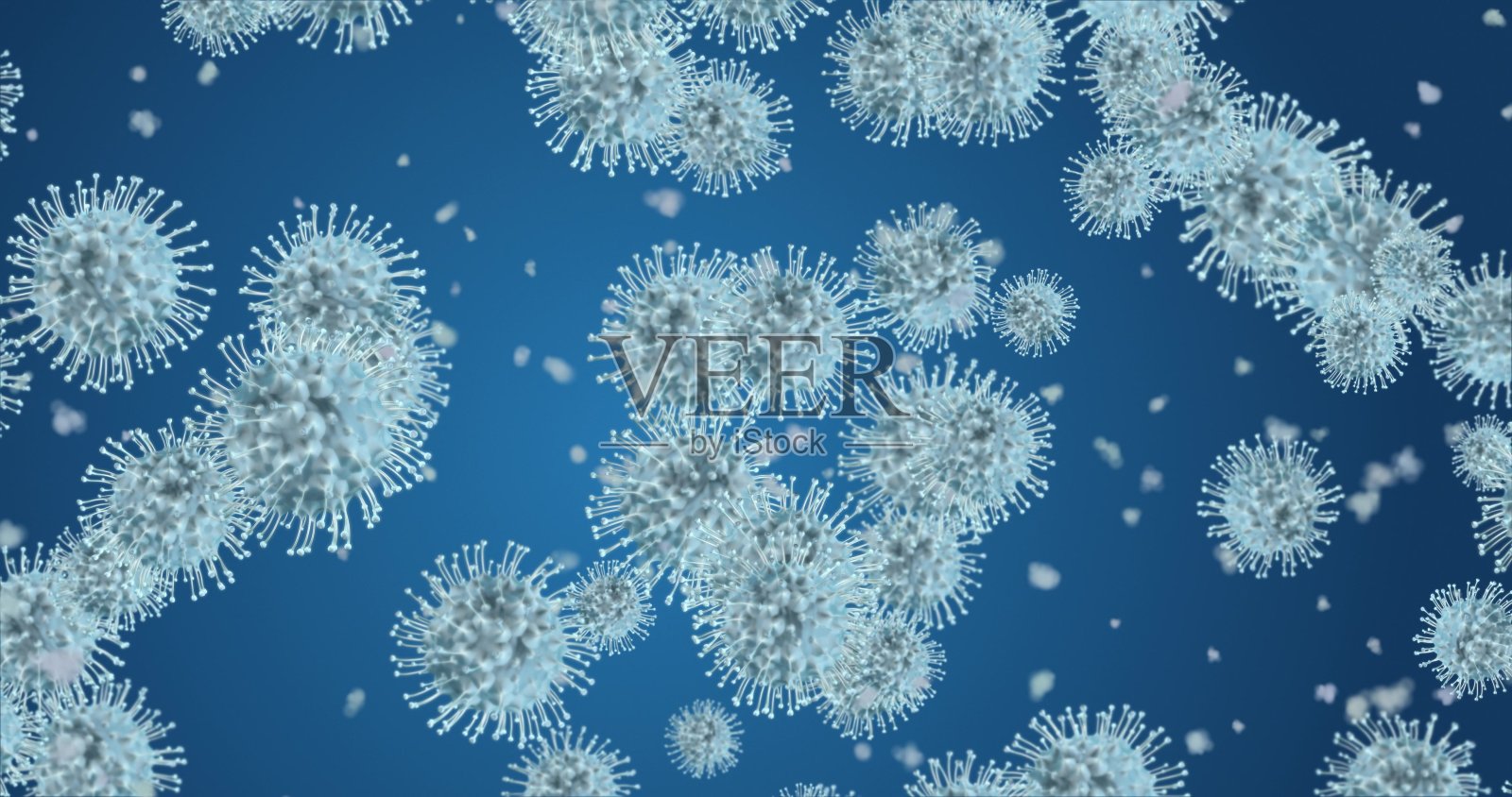 冠状病毒细胞。引起呼吸道感染的一组病毒。3D渲染3D插图照片摄影图片