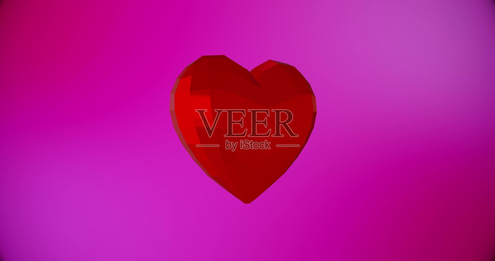 快乐的情人节背景与红色多边形心为情人节事件。循环动画4k 3D插图照片摄影图片