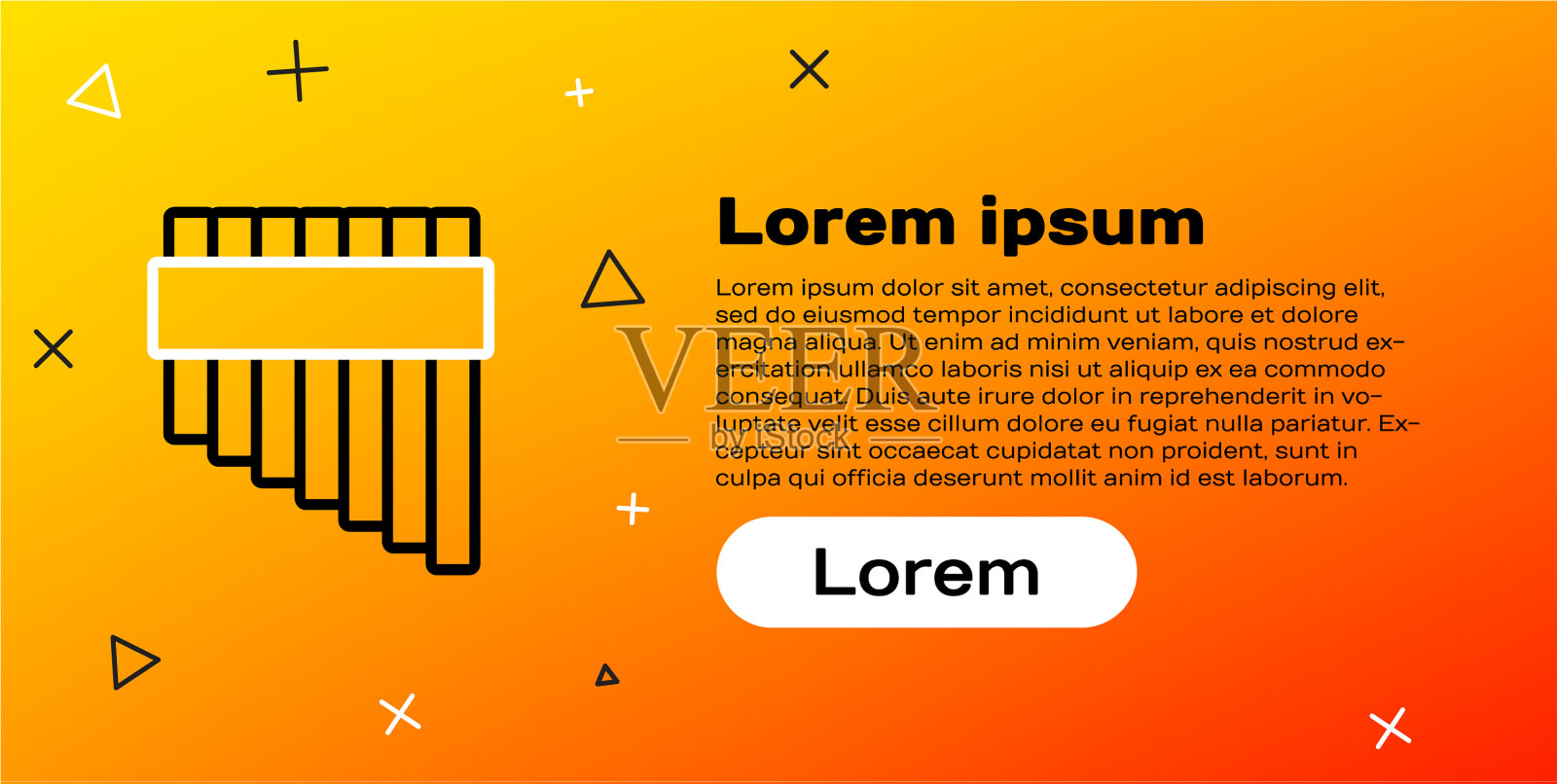 线排箫图标孤立在黄色背景插画图片素材