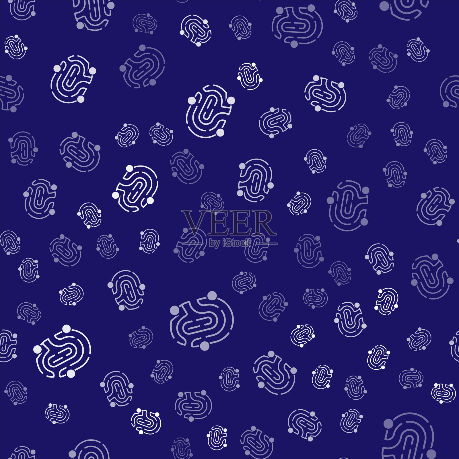 白色指纹图标隔离无缝模式插画图片素材