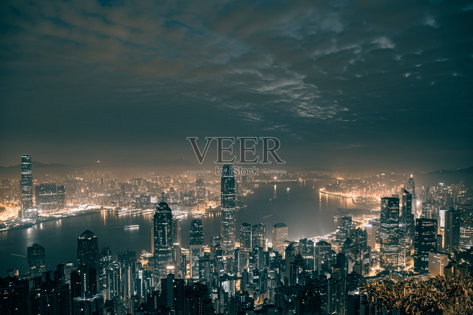 香港城市景观;从太平山顶照片摄影图片