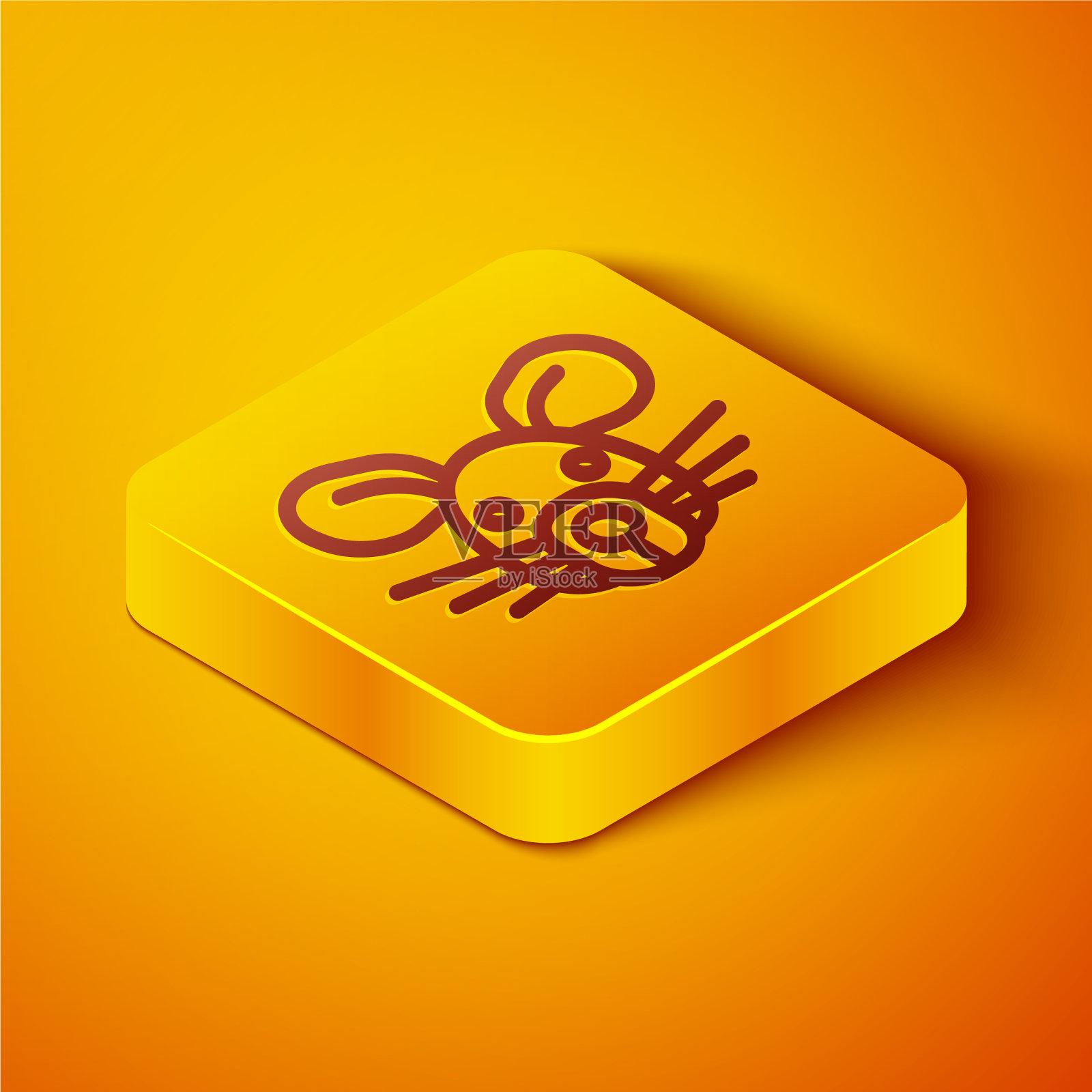 等距线鼠头图标孤立在橙色上图标素材