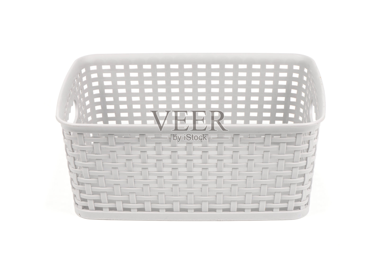 空的灰色塑料篮子孤立在白色照片摄影图片