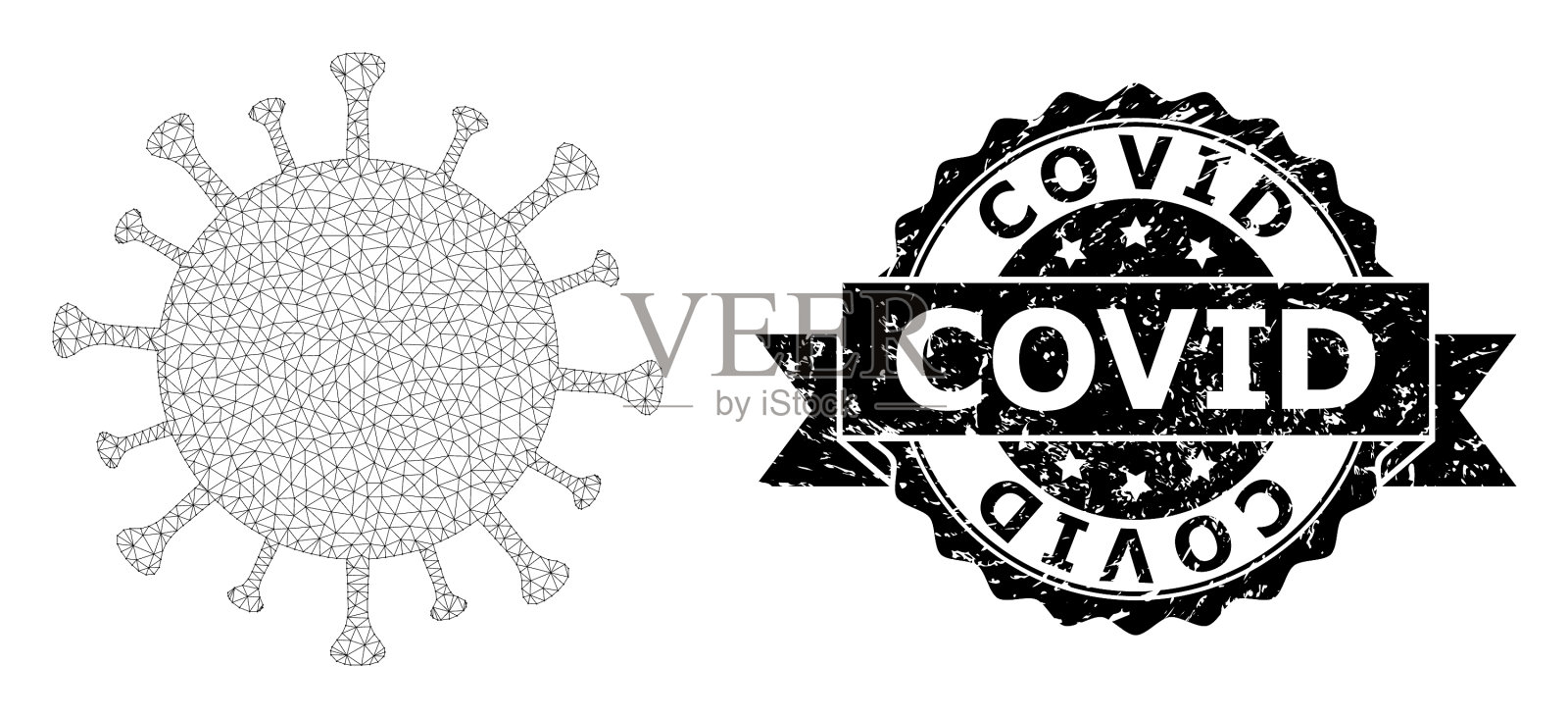 新型冠状病毒橡胶带密封和网状网插画图片素材