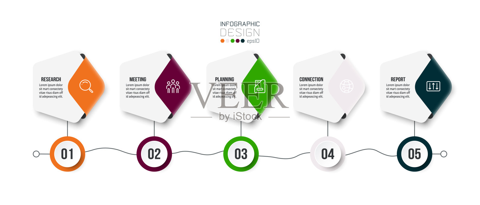 时间轴图表业务信息图表模板。设计模板素材