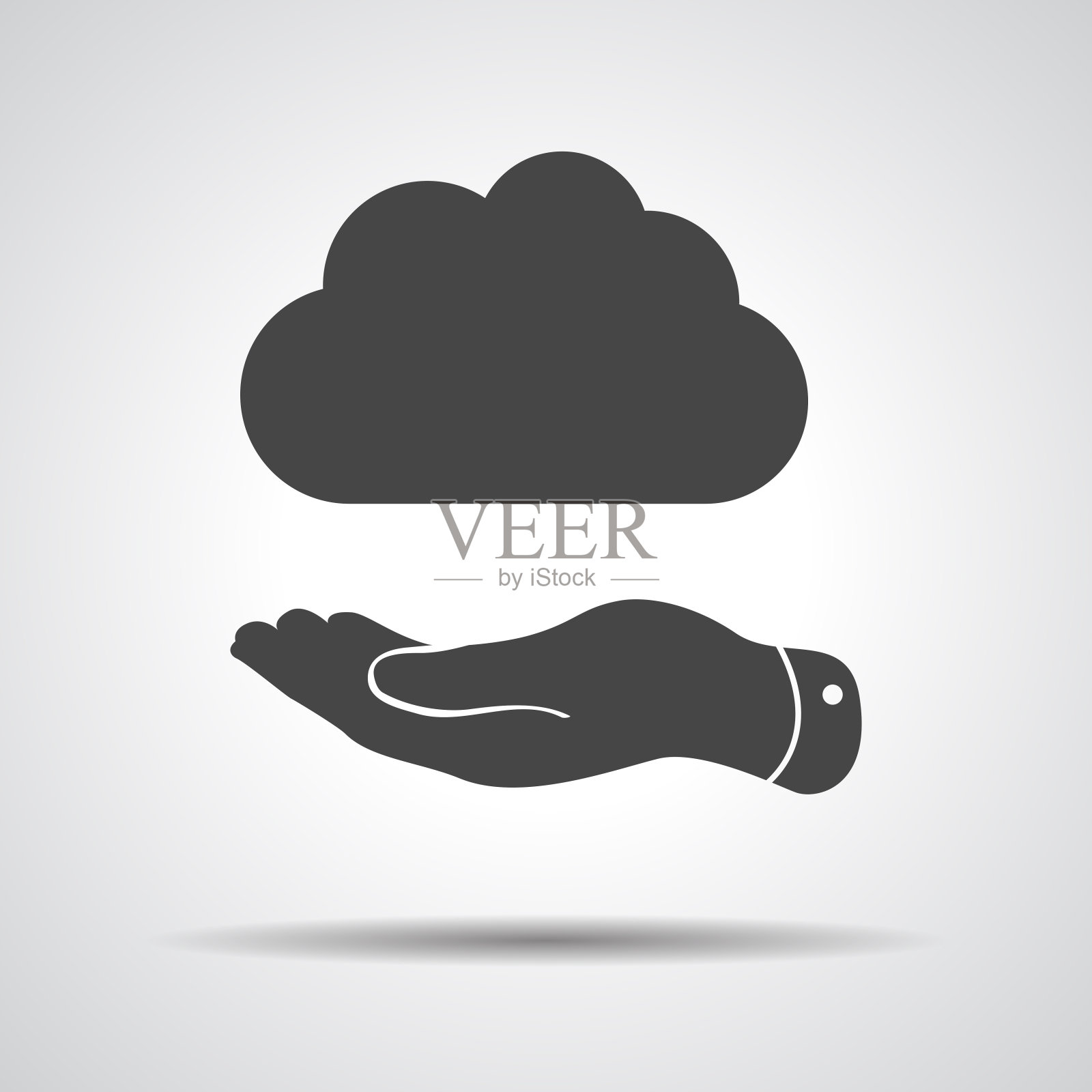 平手与云框架上的灰色背景插画图片素材